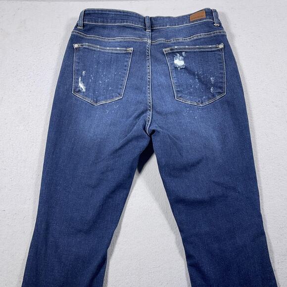 Judy Blue Jeans Womens 14W Blue Boyfriend Fit Distressed Ripped‎ Denim Stretch - Picture 9 of 11